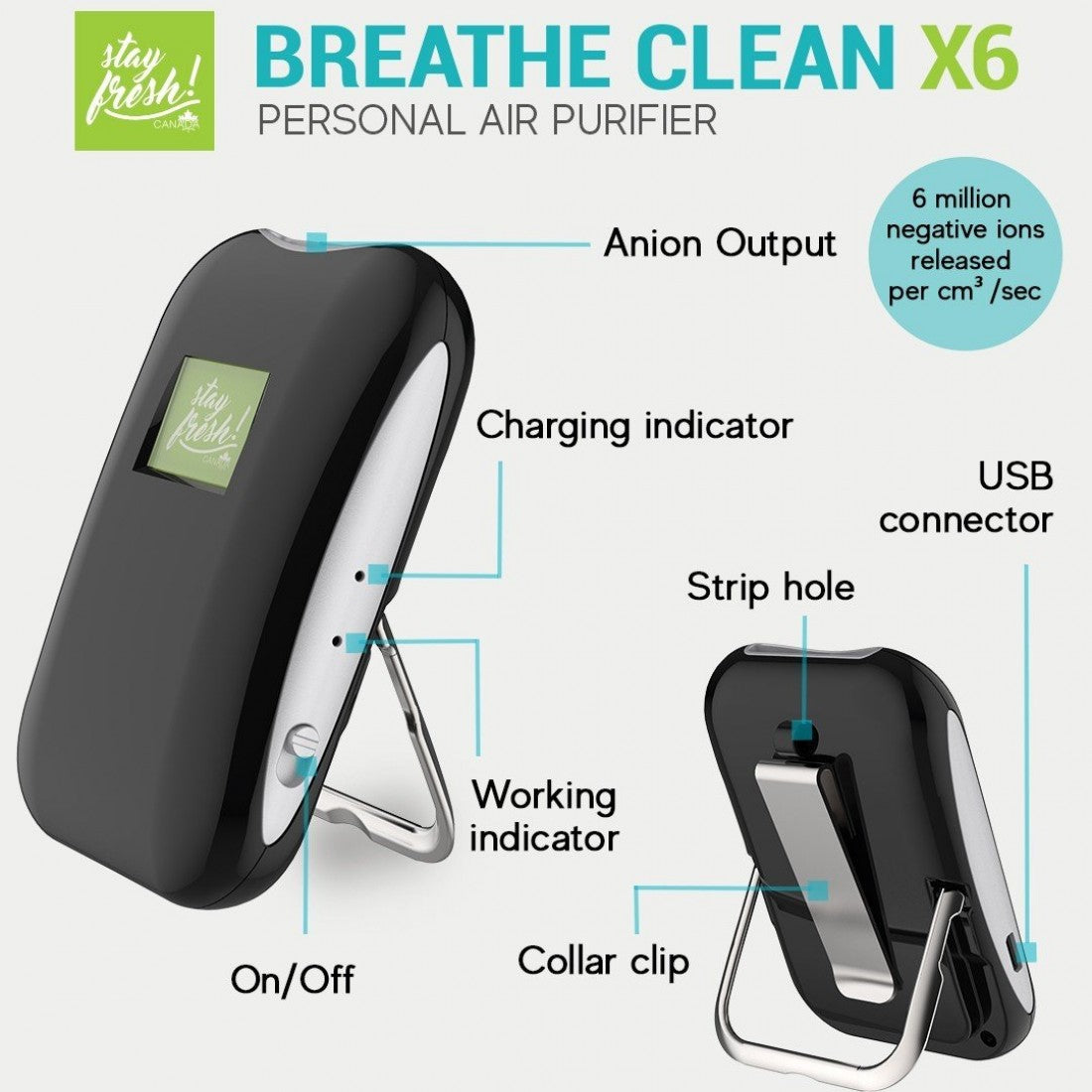 Stayfresh Canada Breathe Clean X6 Personal Air Purifier